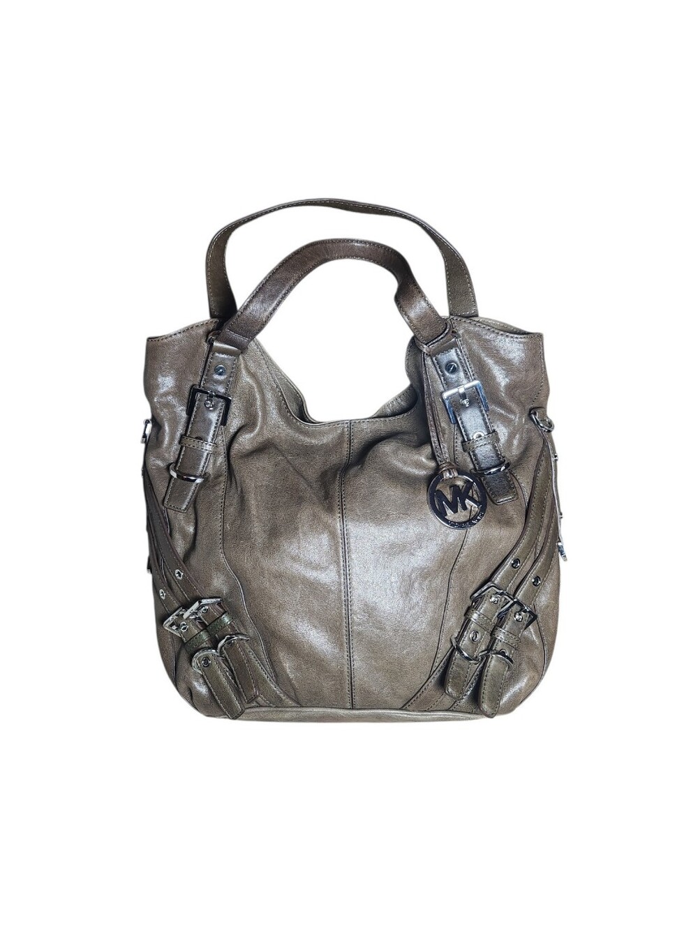 Michael Kors Milo Large Dark Olive Green Leather Hobo Slouchy Shoulder Bag